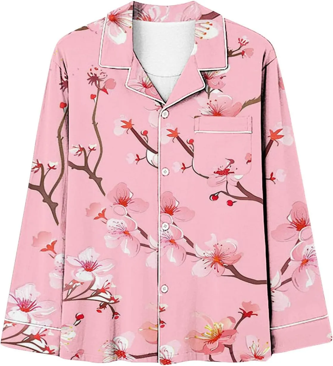 Women Pajama Sets Casual Floral Print Long Sleeve Two Piece Tops and Pants Lounge Button Down Sleepwear Set