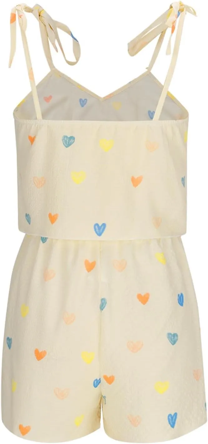 Women Rainbow Love Print Pajama Sets Cute 2 Piece Lounge Outfit Tie Shoulder Strap Crop Cami Tops & Shorts Sleepwear