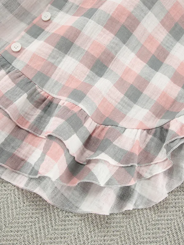 Women Ruffles Three-Piece Plaid Loungewear Set