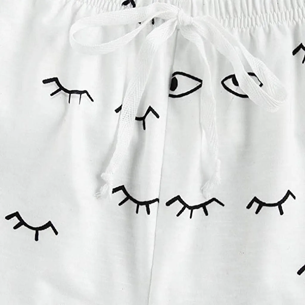 Women Silk Pajamas Set Women's Casual Shorts Short Sleeve Print T-Shirt Sleepwear Nightwear Set Short Sleeve