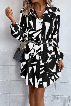 Work Ready Charming Comfort WOMEN LOOSE FIT PATTERNED COLLAR SHIRTS DRESS