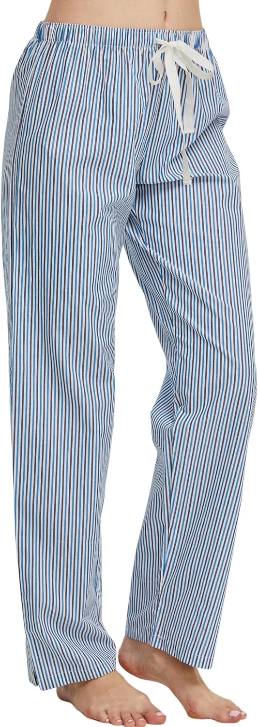 Women's 100% Cotton Woven Poplin Sleep Pajama Pants