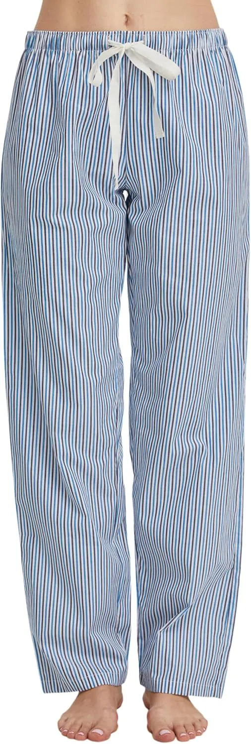 Women's 100% Cotton Woven Poplin Sleep Pajama Pants