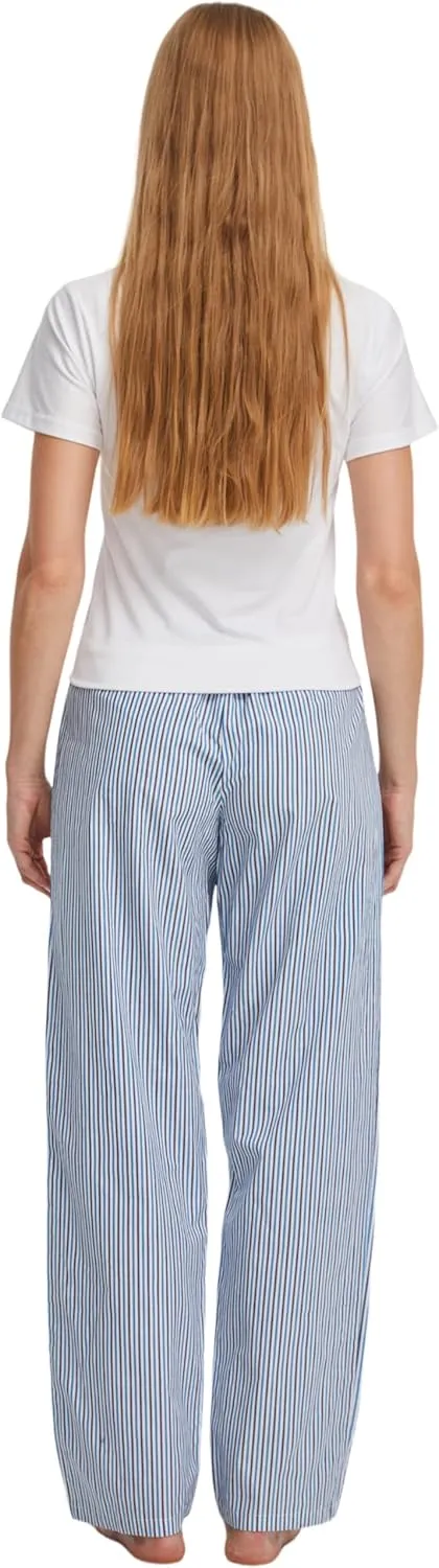 Women's 100% Cotton Woven Poplin Sleep Pajama Pants