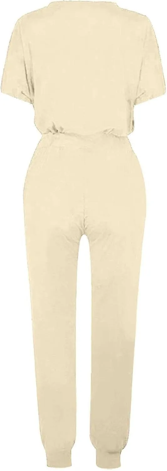Womens 2 Piece Lounge Outfit Short Sleeve Crewneck Pullover Tops Long Pants with Drawstring Athletic Tracksuit Jogger Set