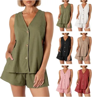 Womens 2 Piece Outfits Casual Summer Short Sleeve Tops and Wide Leg Pants Loungewear Sleepwear Tracksuits
