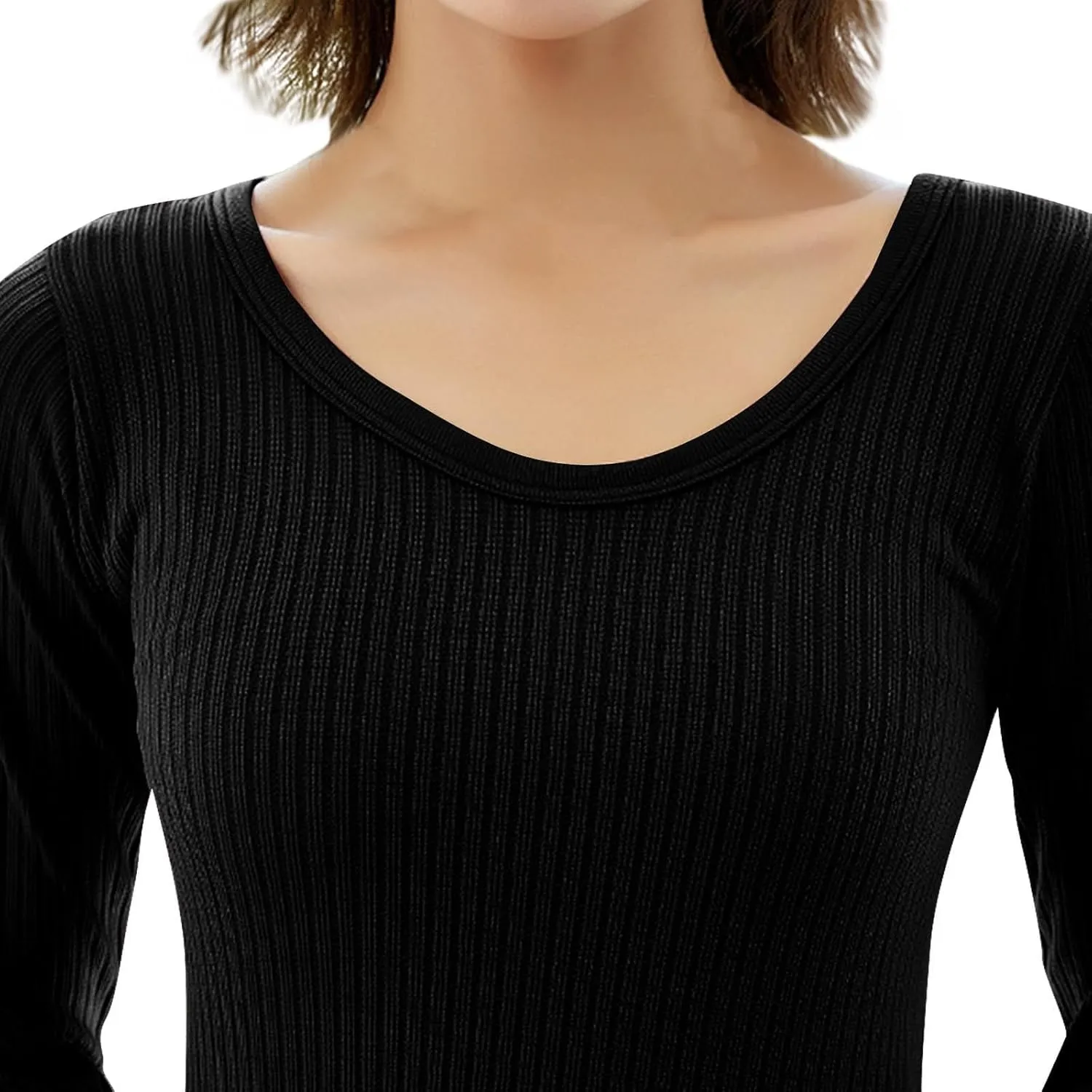 Womens 2 Piece Pajama Sets Long Sleeve Top And Pant Ribbed Knit Sleepwear Base Layer Soft Pjs Nightwear Lounge Set