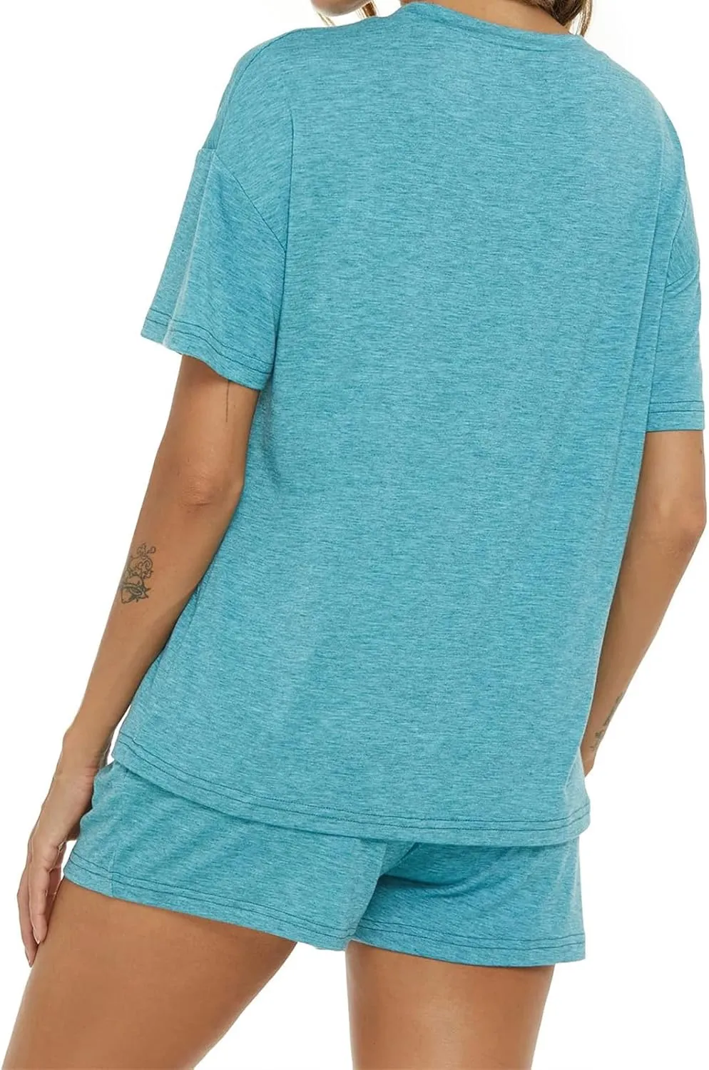 Women's 2 Piece Sets 2025 Summer Outfits Soft Lounge Set Lightweight Short Sleeve T-Shirts Drawstring Shorts Pajamas