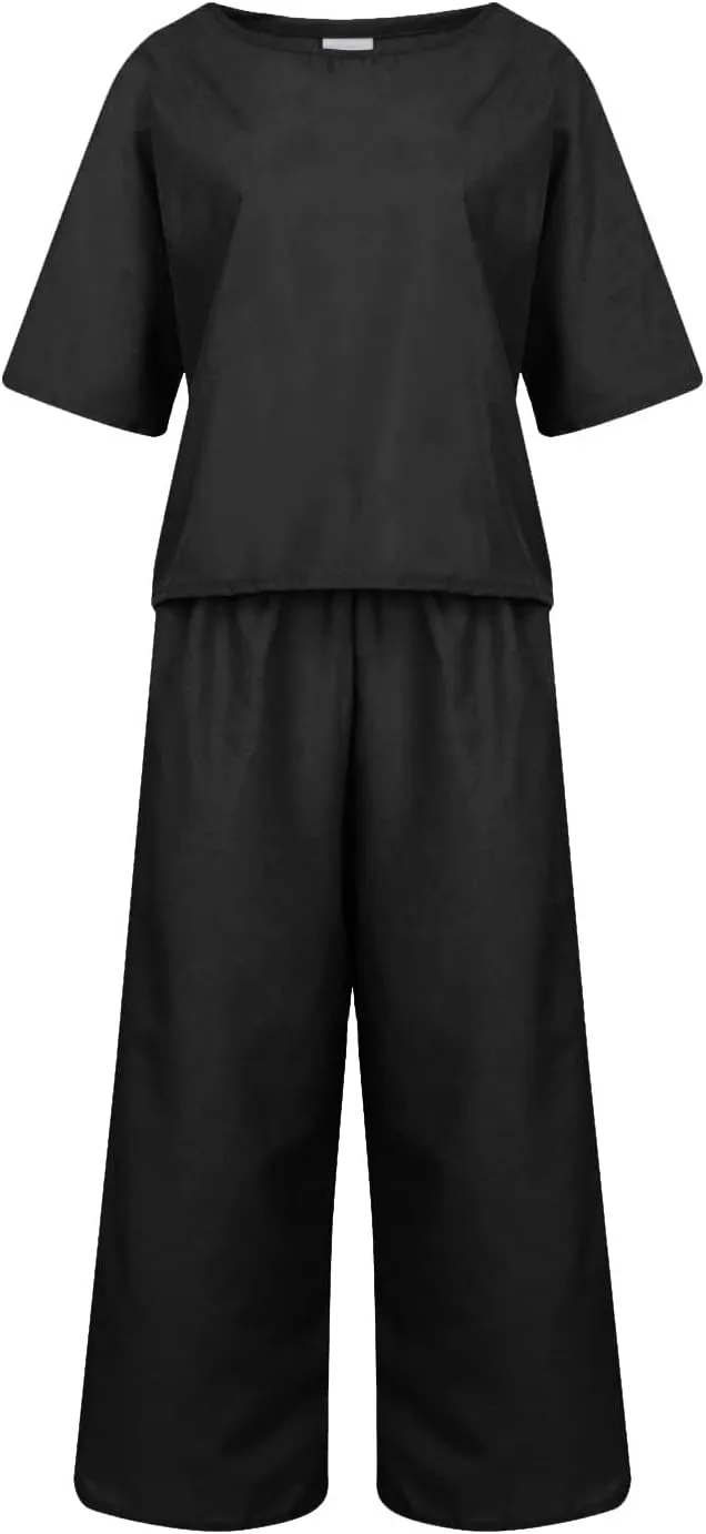 Womens 2 Piece Sets Loose Summer T Shirts Tops High Waisted Wide Leg Lounge Pants Casual Palazzo Pants Outfits