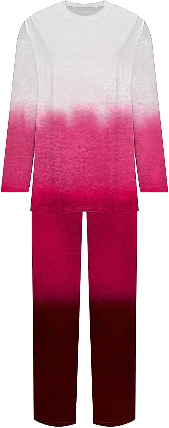 Women's 2 Piece Sets Summer Outfits Long Sleeve Wide Leg Tracksuits Casual Lounge Set Matching Sets Spring Clothes