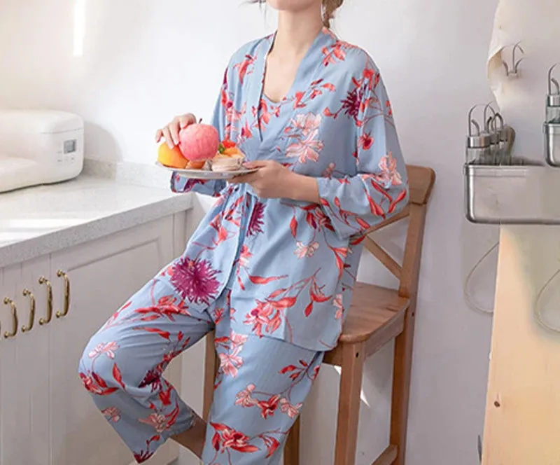 Women's 3Pcs Pajama Sleepwear Set