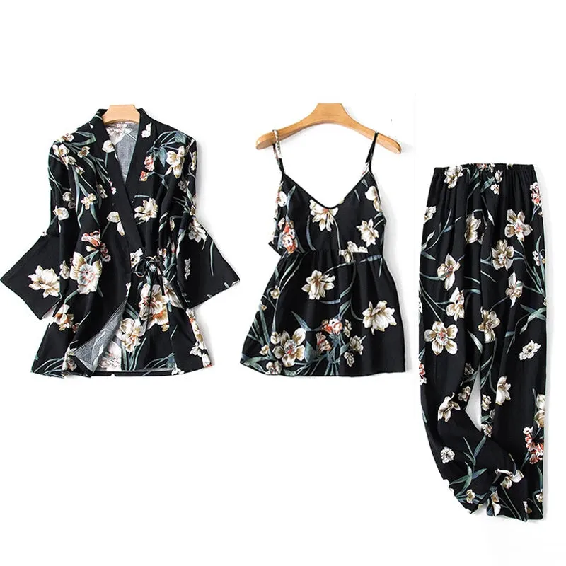 Women's 3Pcs Pajama Sleepwear Set