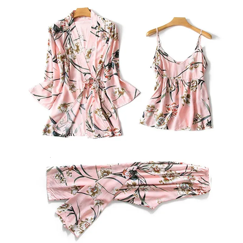 Women's 3Pcs Pajama Sleepwear Set