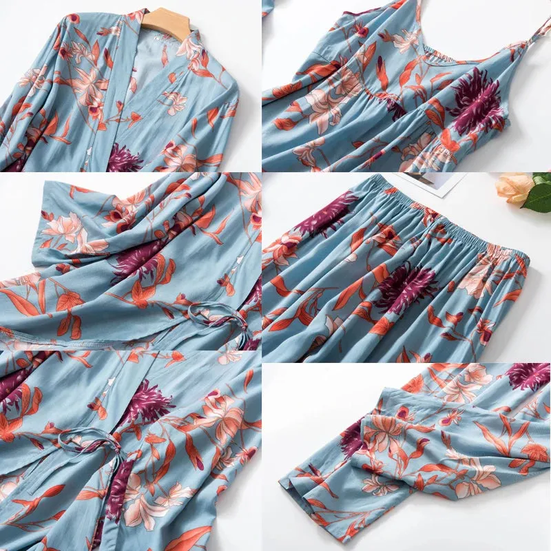 Women's 3Pcs Pajama Sleepwear Set