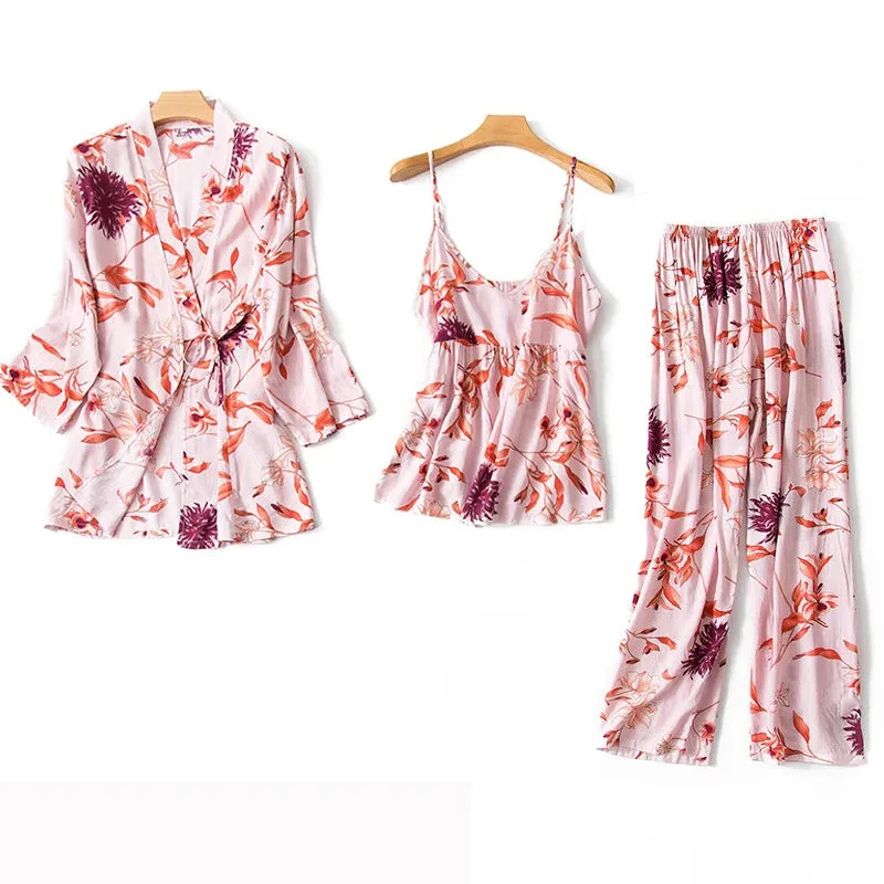 Women's 3Pcs Pajama Sleepwear Set