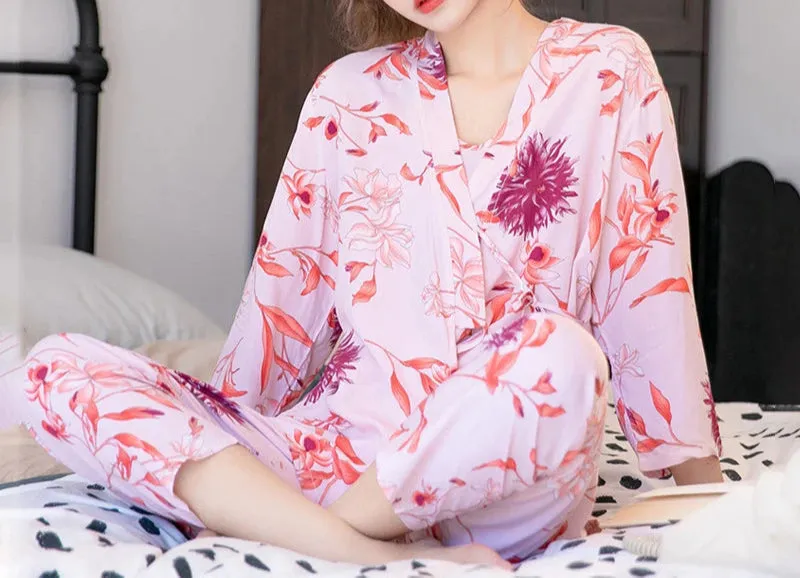 Women's 3Pcs Pajama Sleepwear Set