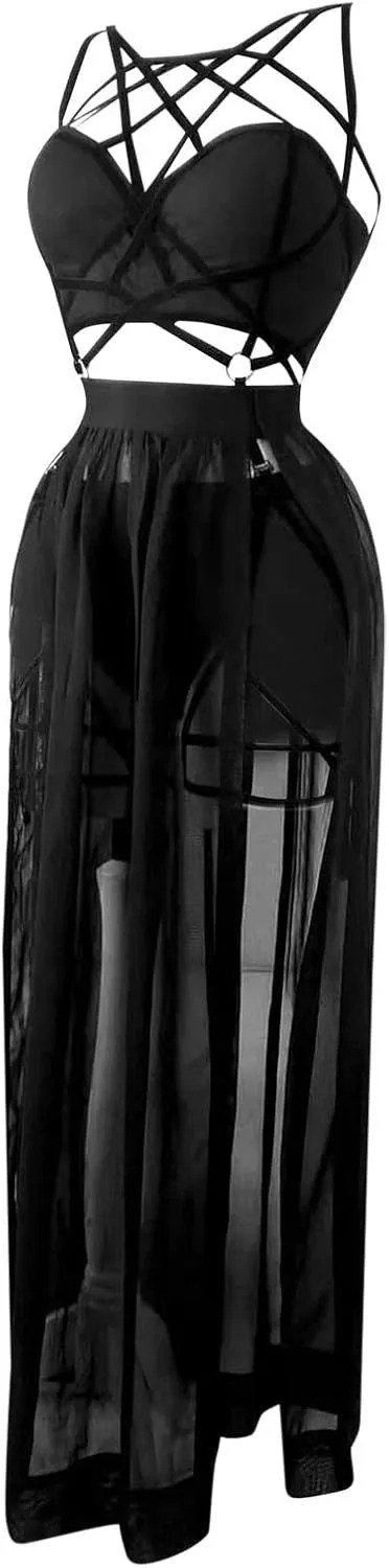 Womens Babydoll Nightie Lingerie for Women Strappy Sexy Lingerie Set for Women Lace Nightwear Slutty Lingerie Robes