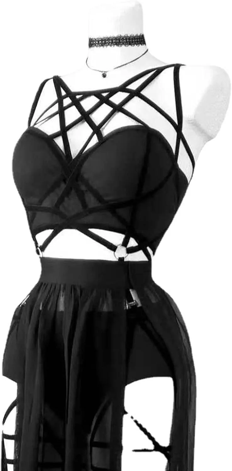 Womens Babydoll Nightie Lingerie for Women Strappy Sexy Lingerie Set for Women Lace Nightwear Slutty Lingerie Robes