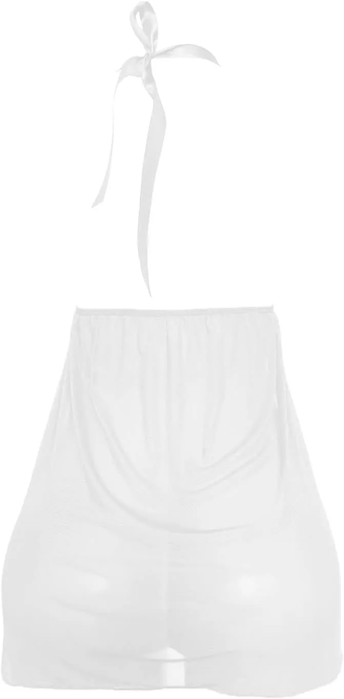Women's Babydoll Sexy for Women Lingerie Set Tie Front Clear Chemise Nightie Sheer V Neck Lace Strap Mesh