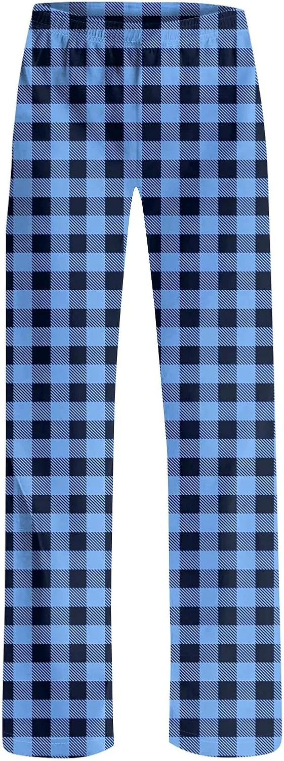 Womens Buffalo Plaid Pajama Pants, Comfy Sleepwear Bottoms, Soft Cotton Lounge Trousers for Winter 2024