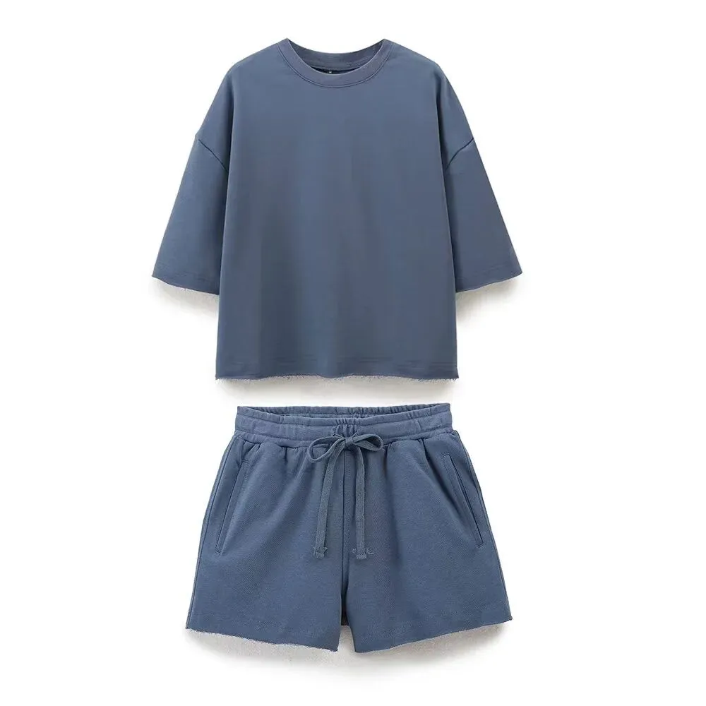 Women's Casual Lounge Set - Shorts and Tee for Summer
