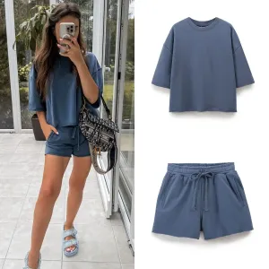 Women's Casual Lounge Set - Shorts and Tee for Summer