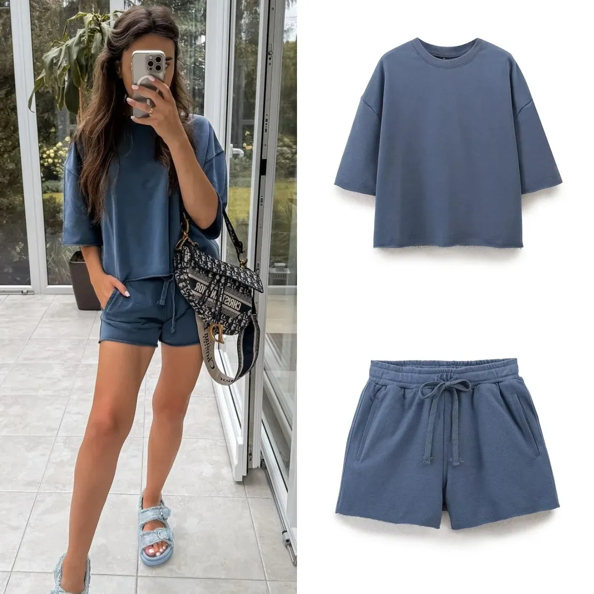 Women's Casual Lounge Set - Shorts and Tee for Summer