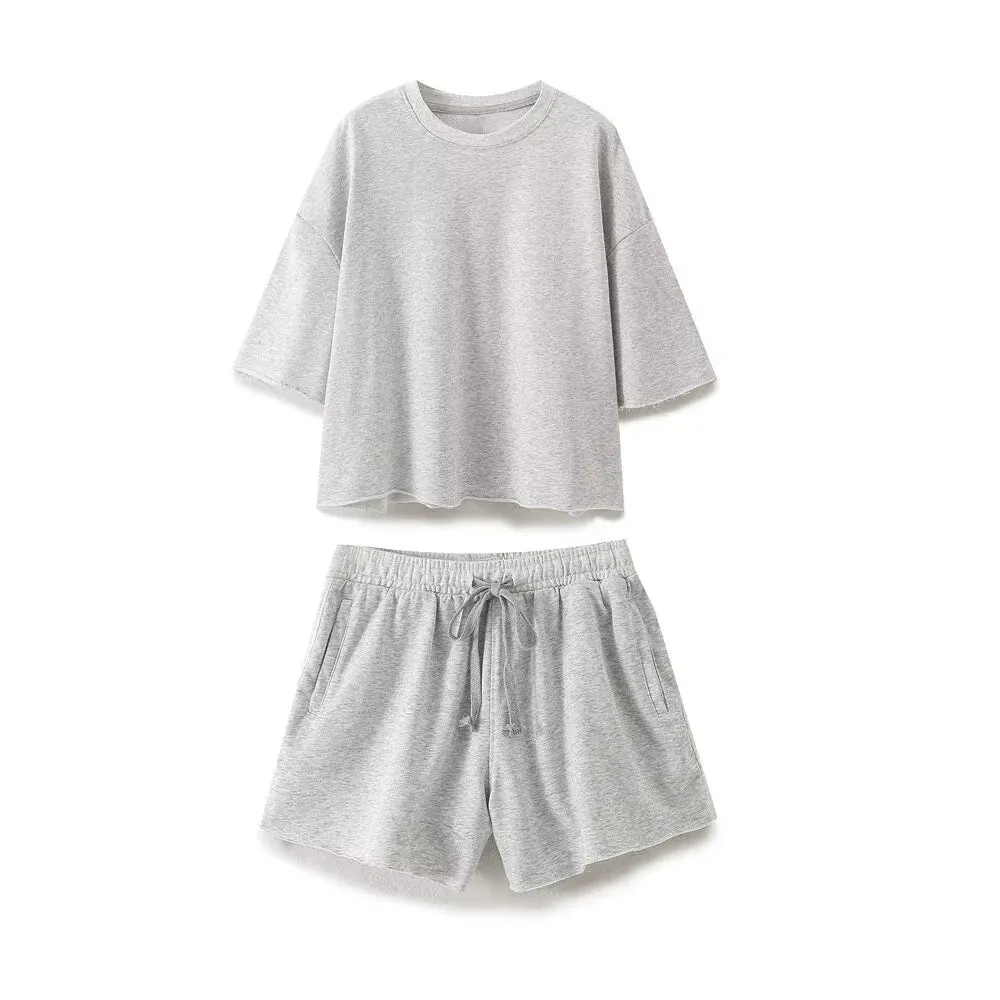 Women's Casual Lounge Set - Shorts and Tee for Summer