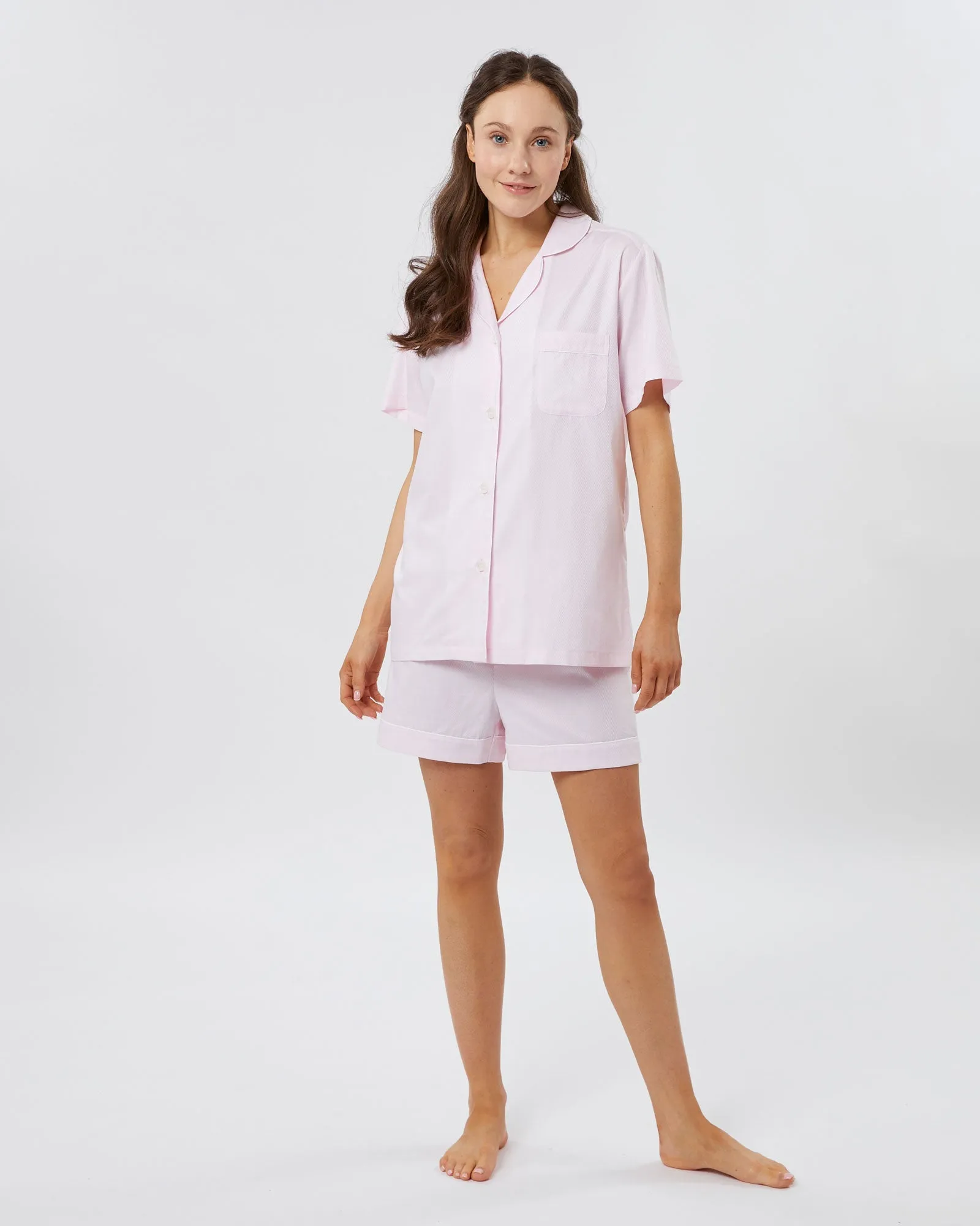 Women's Classic Cotton Florence Short Pajamas - Jacquard Pink