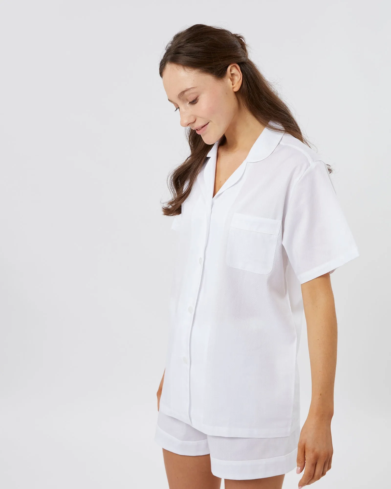Women's Classic Cotton Florence Short Pajamas - Jacquard White