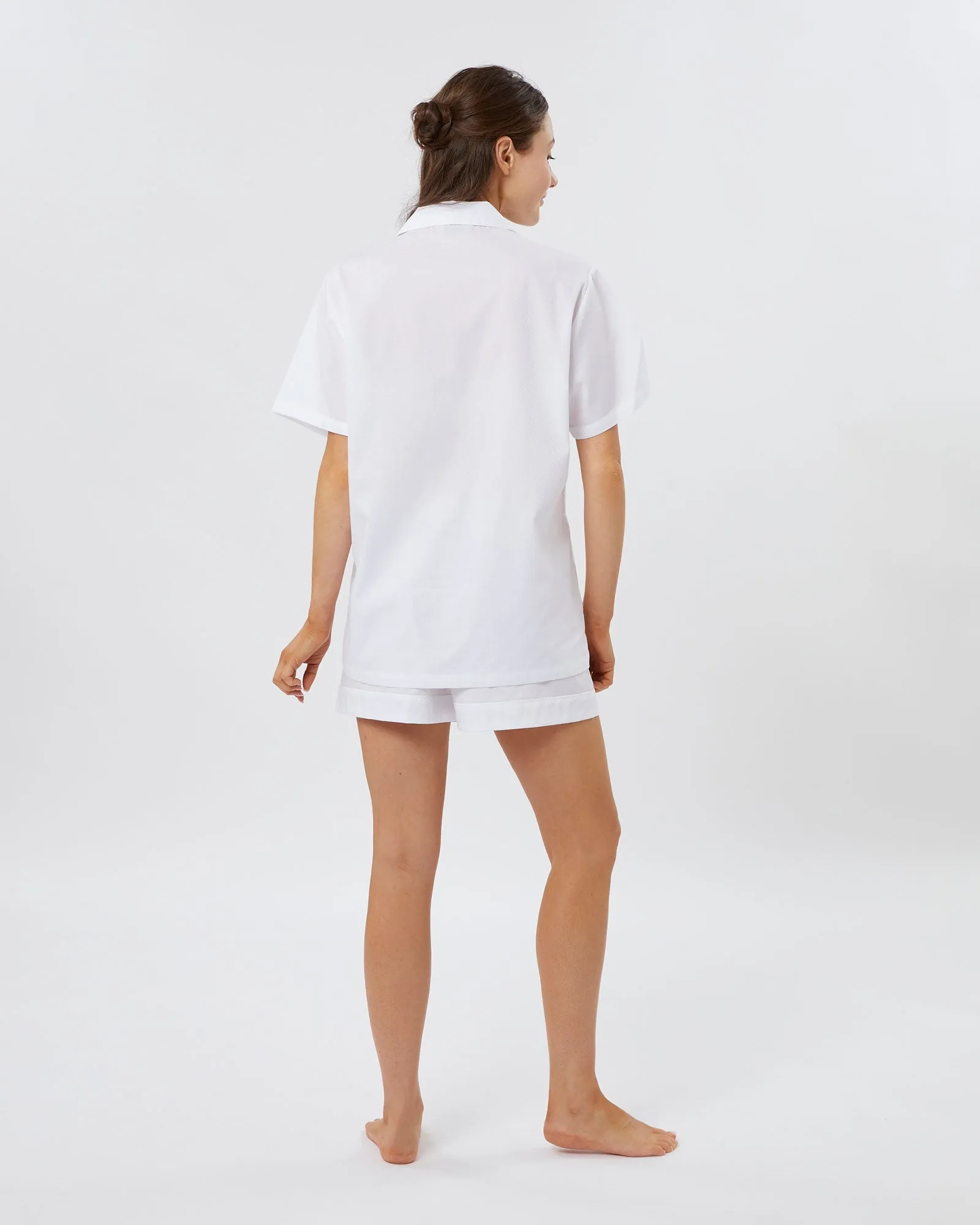 Women's Classic Cotton Florence Short Pajamas - Jacquard White