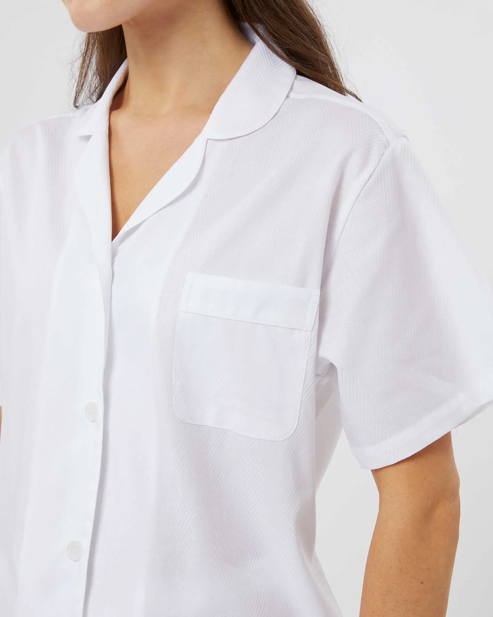 Women's Classic Cotton Florence Short Pajamas - Jacquard White