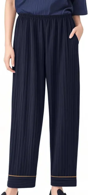 Womens Comfy Stretch Wide Leg Lounge Casual Pants Cotton Lightweight Pajamas Bottoms Soft Elastic Waist Sleep Pants