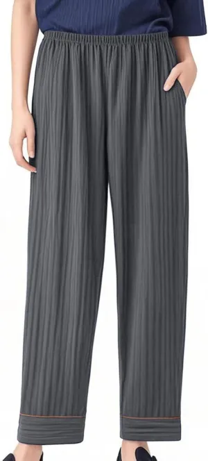 Womens Comfy Stretch Wide Leg Lounge Casual Pants Cotton Lightweight Pajamas Bottoms Soft Elastic Waist Sleep Pants