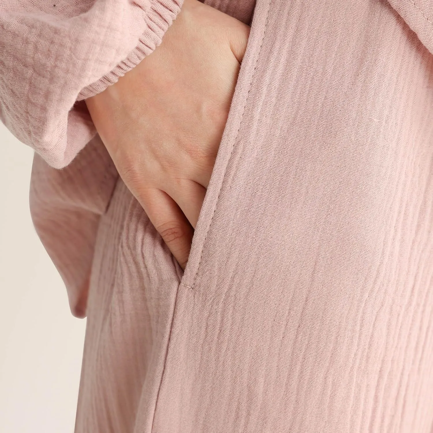 Womens Cotton Pajamas Set Soft Pajama Sets Mock Neck Pjs Long Sleeve Sleepwear Comfy Lounge Sets with Wide Leg Pants