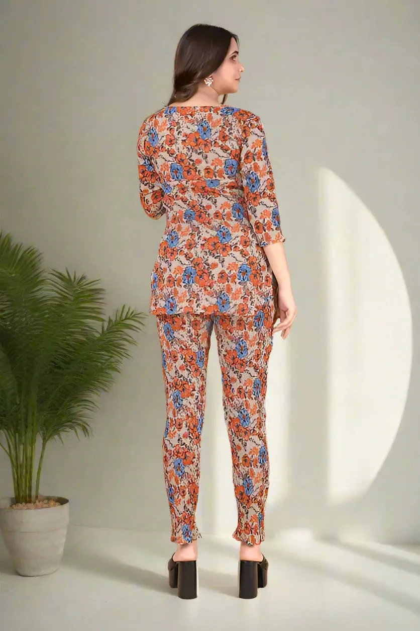 Women's Cotton Polyester Mix Fabric Printed Night suit Pajama Co-Ord Set - VKT1000