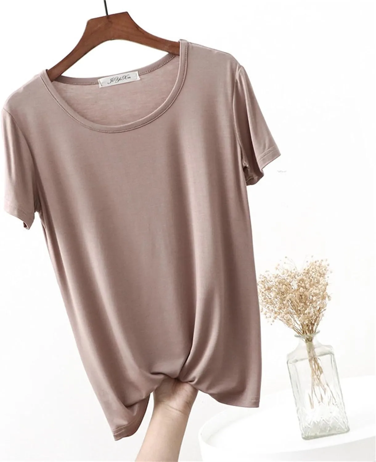 Women's Cotton Sleep T-Shirt Crew Neck Pajamas Shirt Short Sleeve Sleepwear Soft Pjs Tshirts Loose Fit Lounge Top