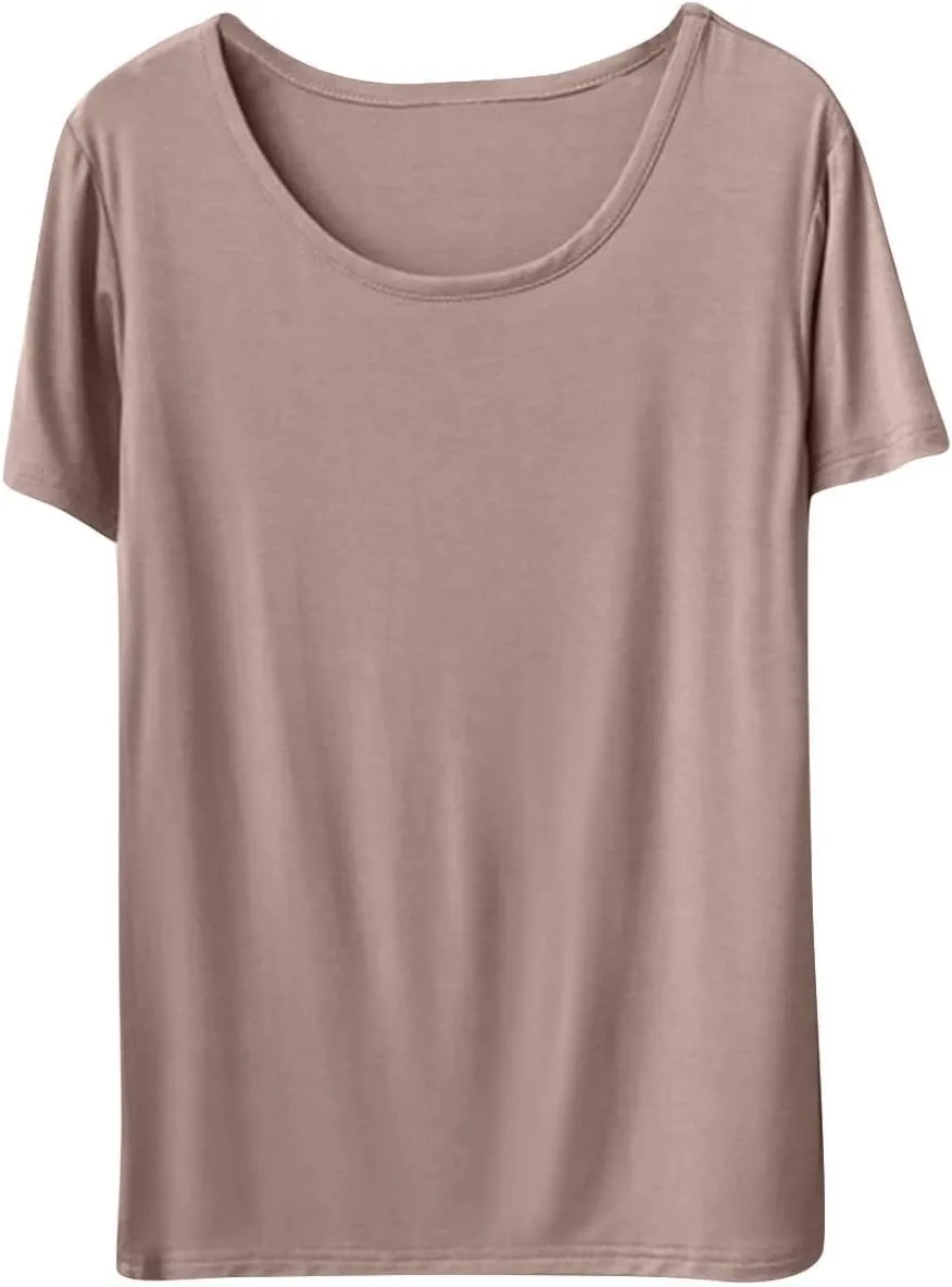 Women's Cotton Sleep T-Shirt Crew Neck Pajamas Shirt Short Sleeve Sleepwear Soft Pjs Tshirts Loose Fit Lounge Top