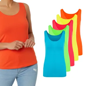 Womens Cotton Stretch Round Neck Solid Tank Top