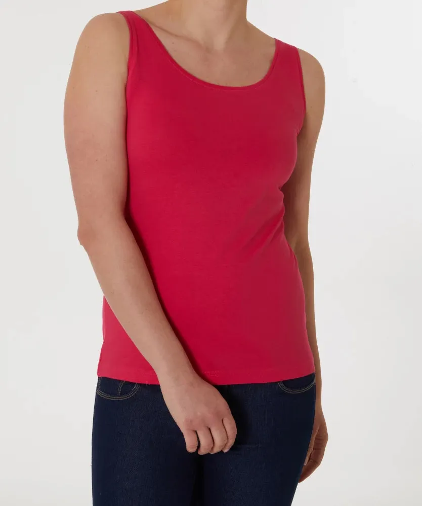 Womens Cotton Stretch Round Neck Solid Tank Top
