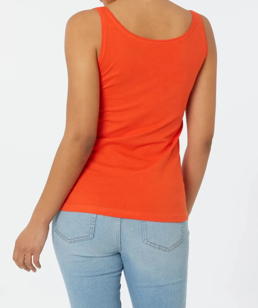 Womens Cotton Stretch Round Neck Solid Tank Top