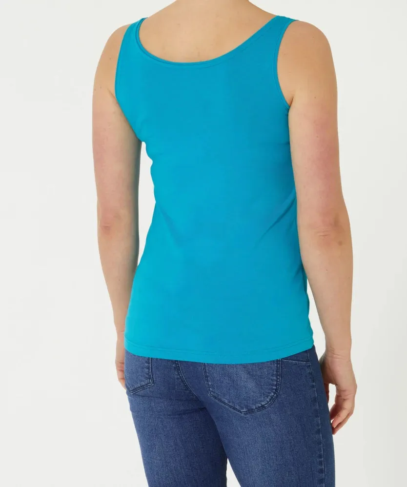 Womens Cotton Stretch Round Neck Solid Tank Top