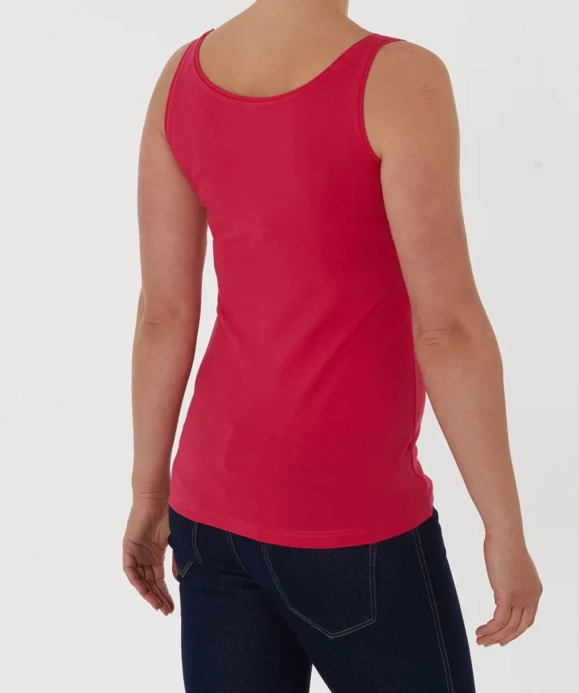 Womens Cotton Stretch Round Neck Solid Tank Top