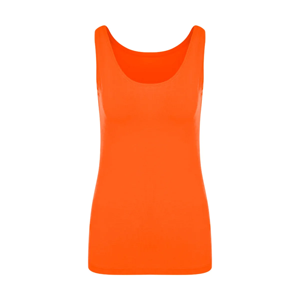 Womens Cotton Stretch Round Neck Solid Tank Top