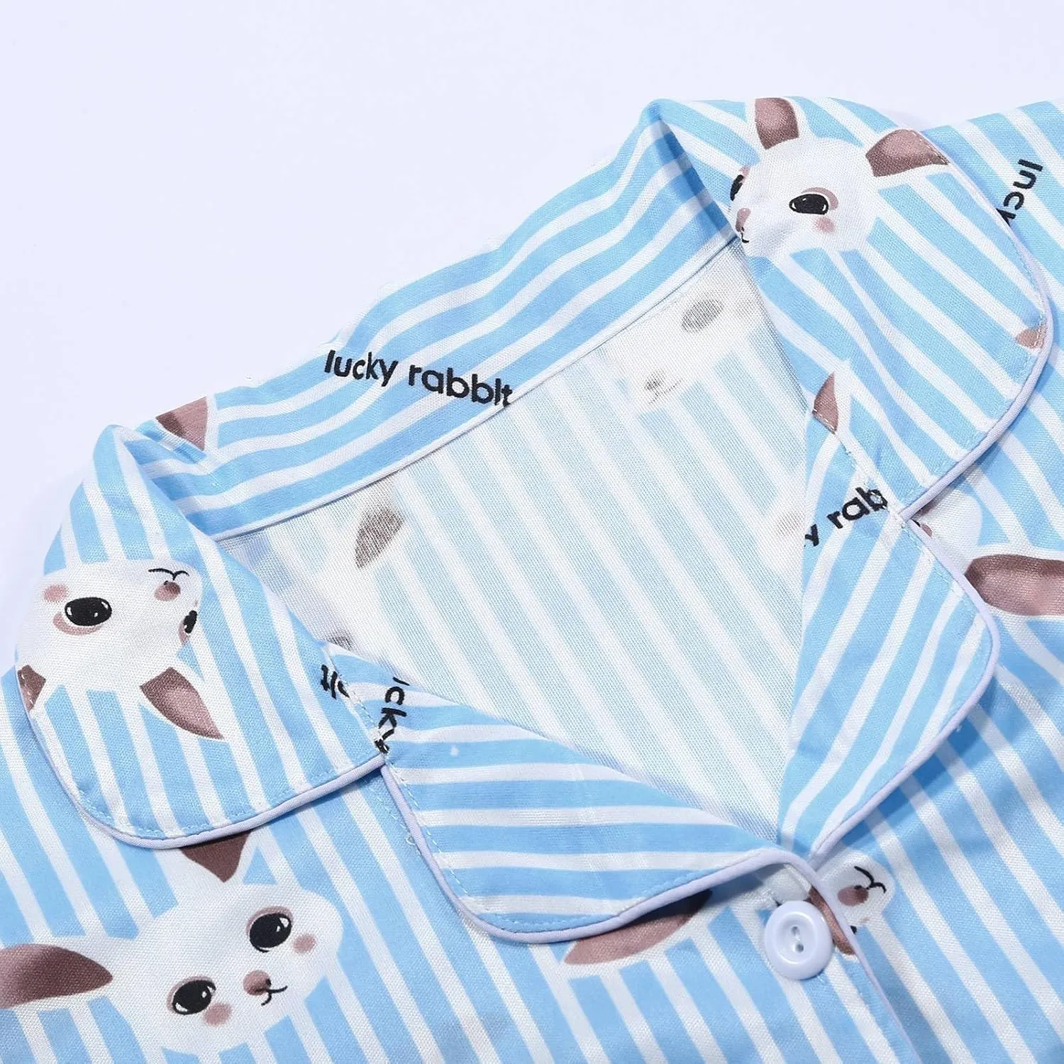 Womens Cute Plus Size Pajamas Set Long Sleeve Button down Rabbit Printed Sleepwear Nightwear Soft Pjs Lounge Sets