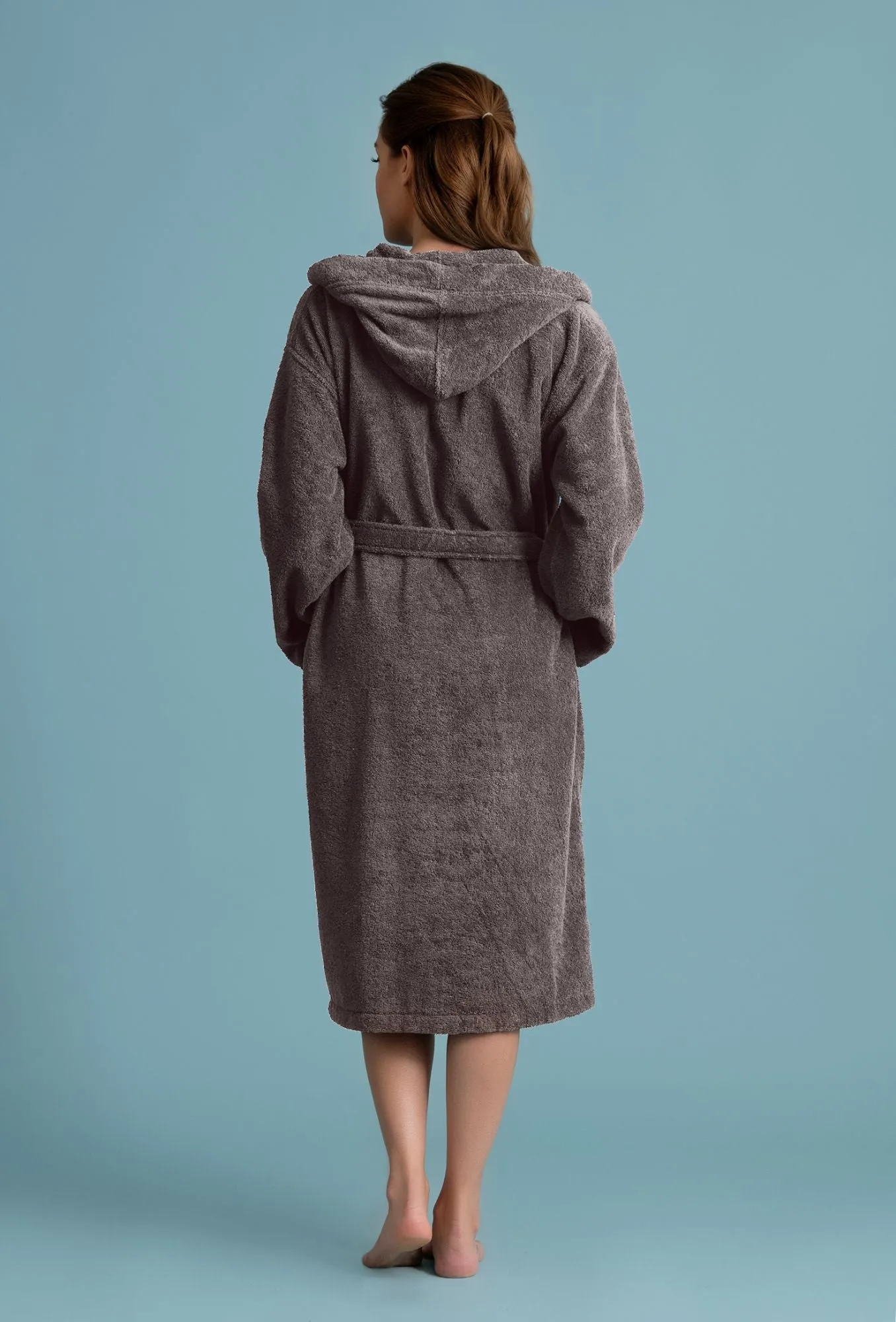 Women's Deluxe Hooded Cotton Loop terry weave Bathrobe Cotton Extra Soft & Absorbent