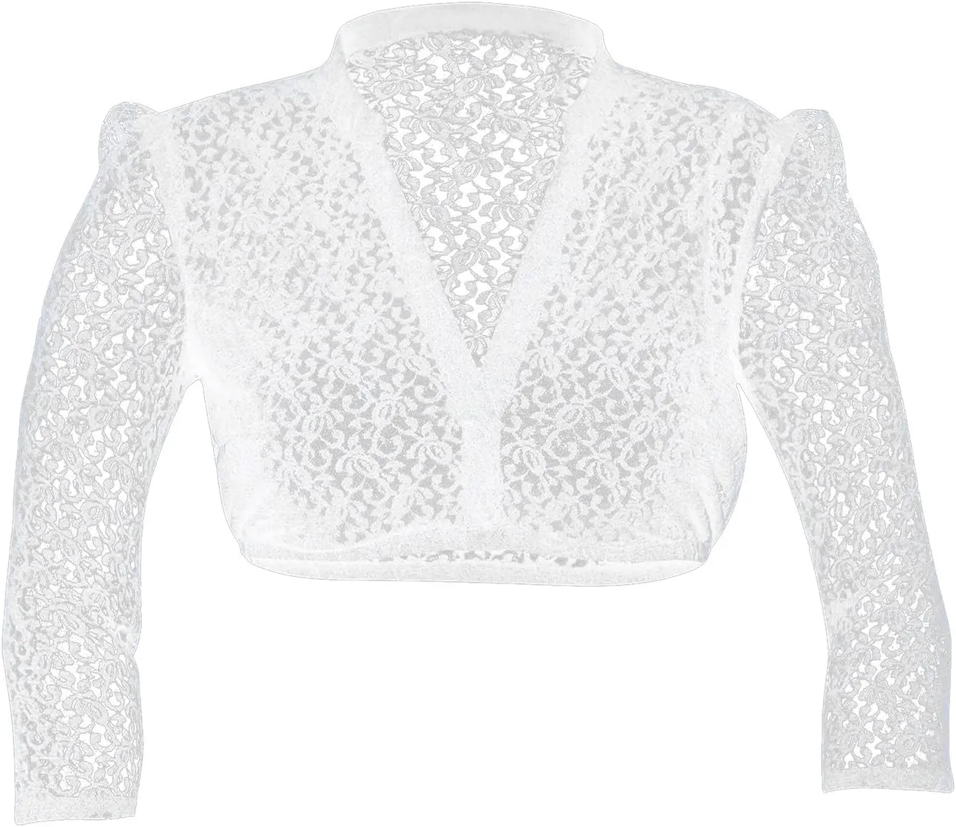 Women's Dirndl Blouse for Oktoberfest Lingerie Sheer Mesh Lace Crop Tops Deep V Neck Vest Long Sleeve Partywear