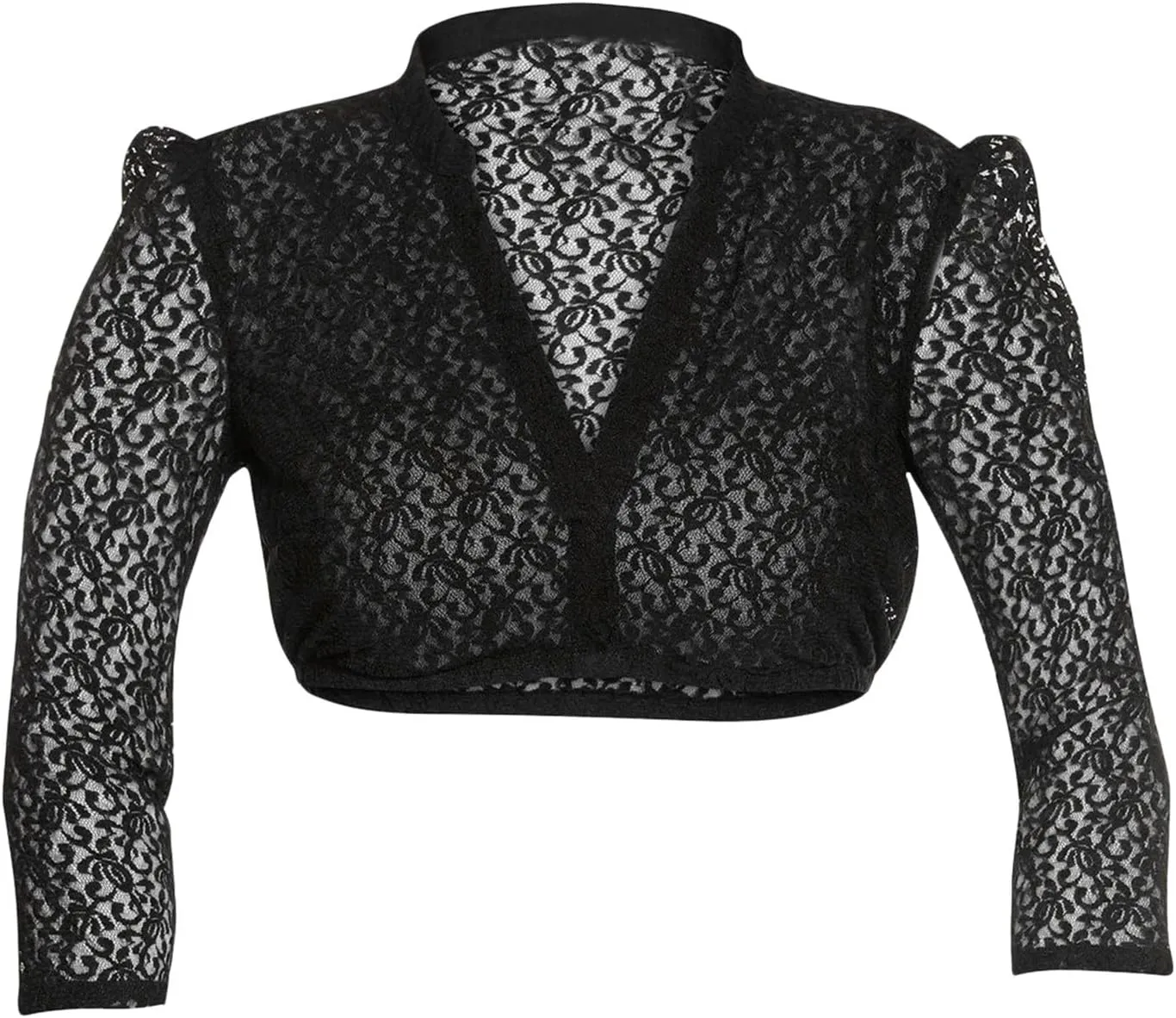 Women's Dirndl Blouse for Oktoberfest Lingerie Sheer Mesh Lace Crop Tops Deep V Neck Vest Long Sleeve Partywear