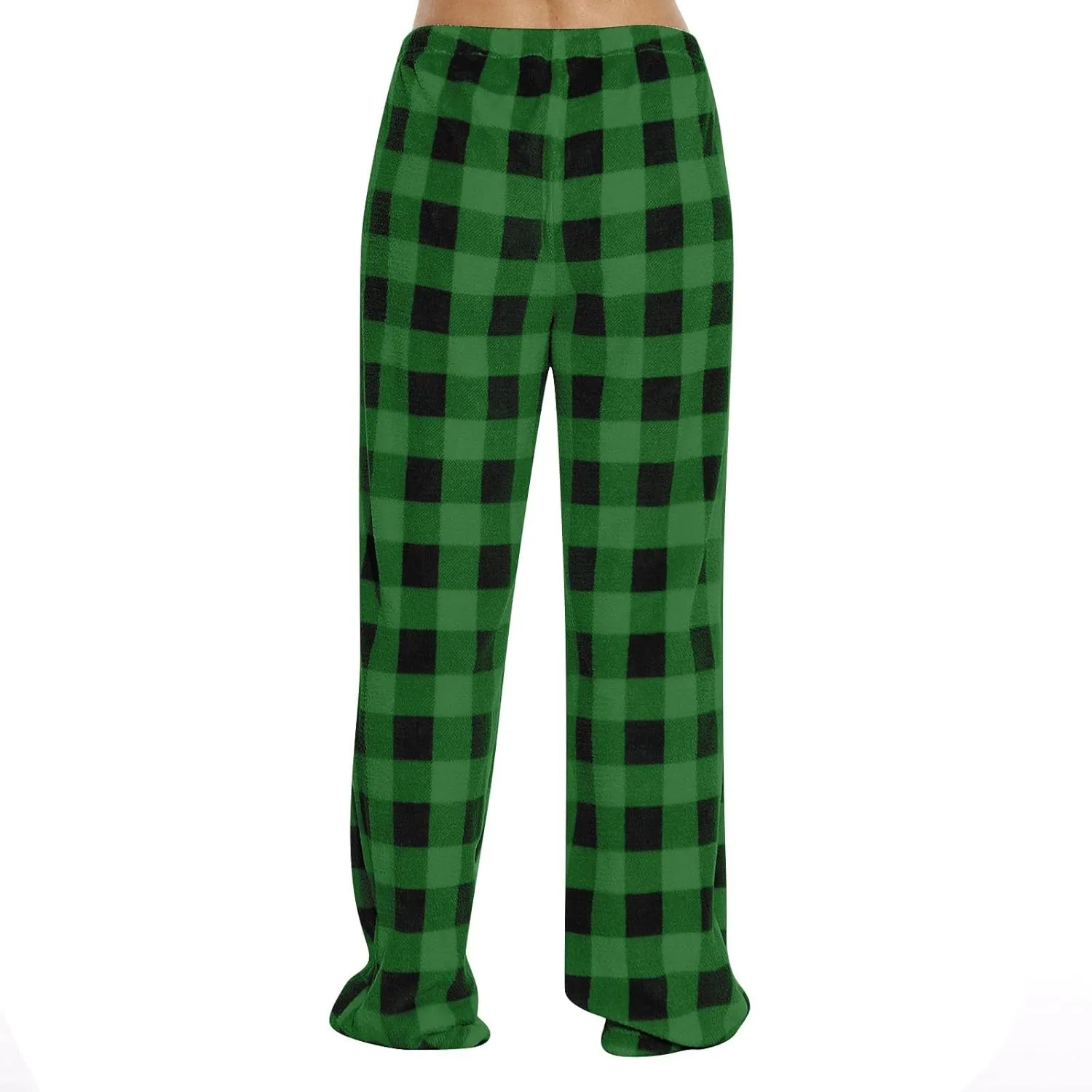 Womens Flannel Buffalo Plaid Pajama Pants Comfy Warm Plaid Pj Pants Fuzzy Wide Leg Lounge Pants Pajamas Bottoms