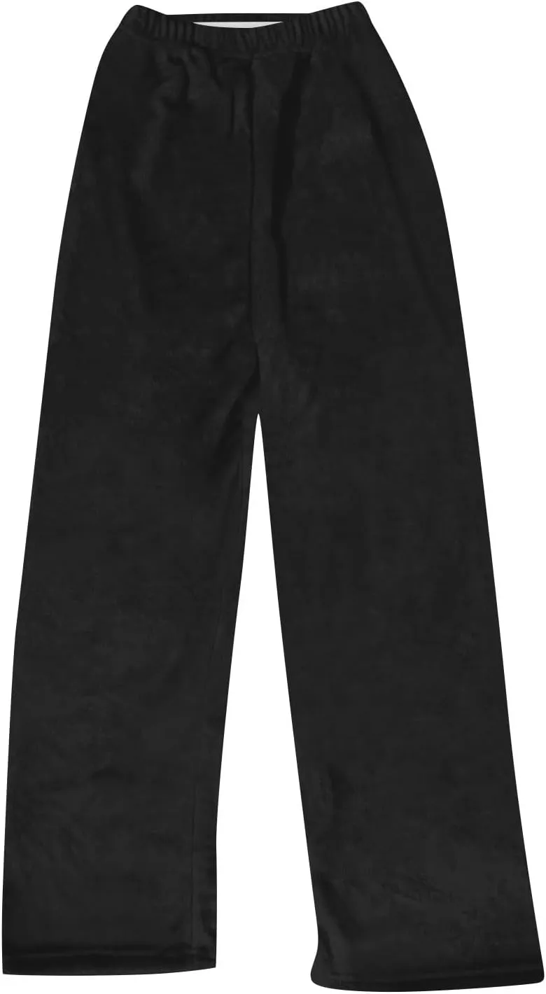 Womens Flannel Pajama Pants Soft Sleep Pj Pants High Waisted Wide Leg Lounge Pants Fuzzy Cotton Pjs Comfy Loungewear
